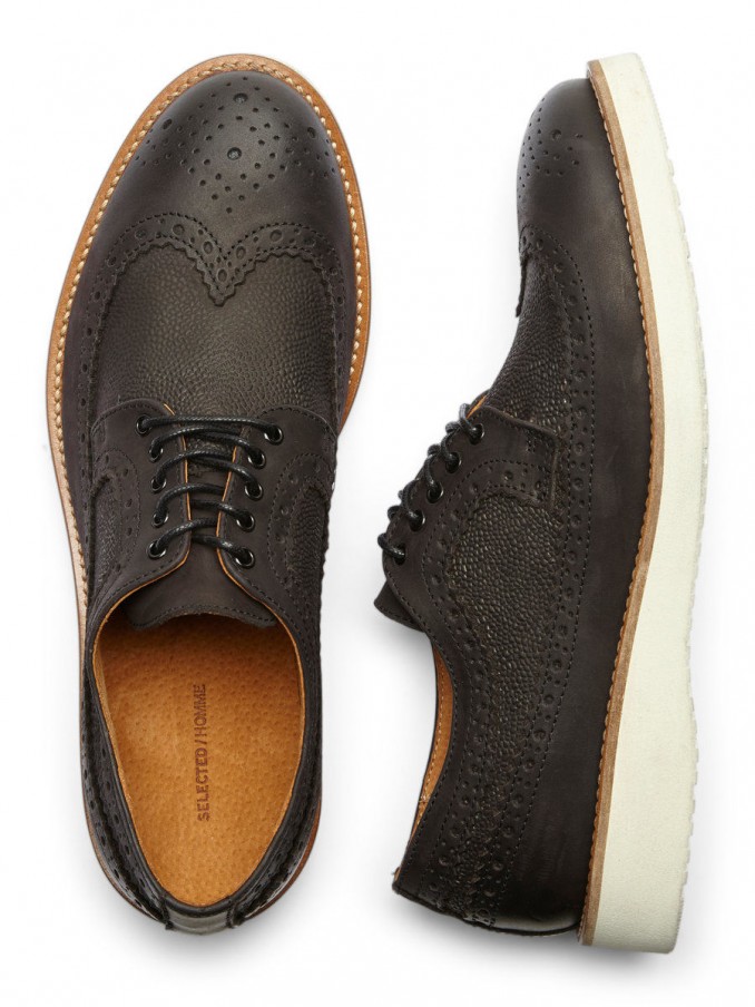 Zapatos Hombre Gris Oscuro Selected