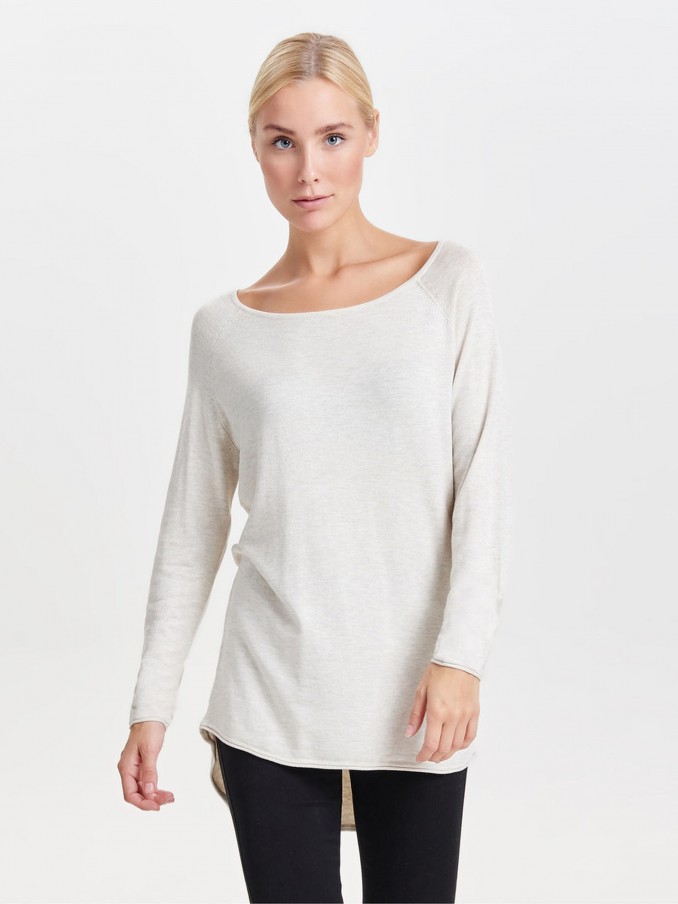 Mila Lacy L/s Long Pullover Knt Noos