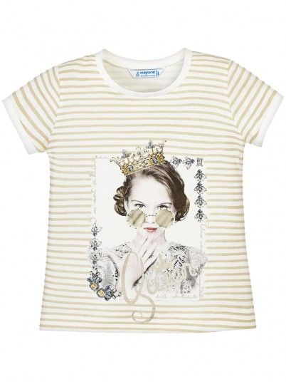 T-shirt riscas manga curta menina Mayoral