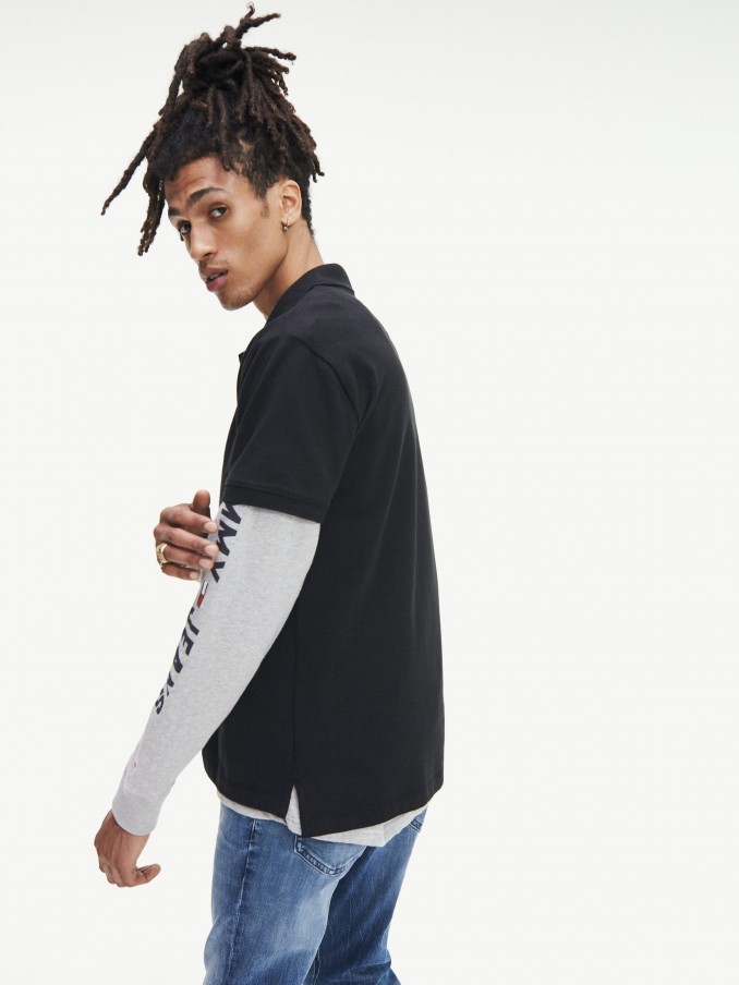 Polo Shirt Man Black Tommy Jeans