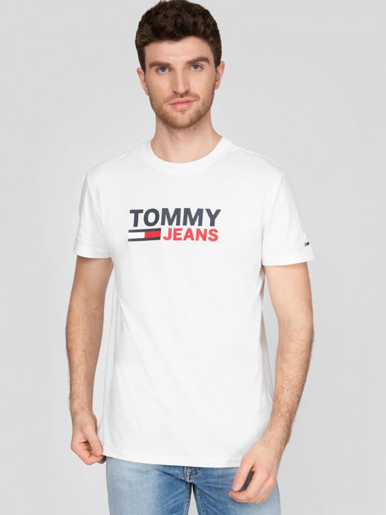 T Shirt Man White Tommy Jeans Dm0Dm07843 DM0DM07843.1 Mellmak