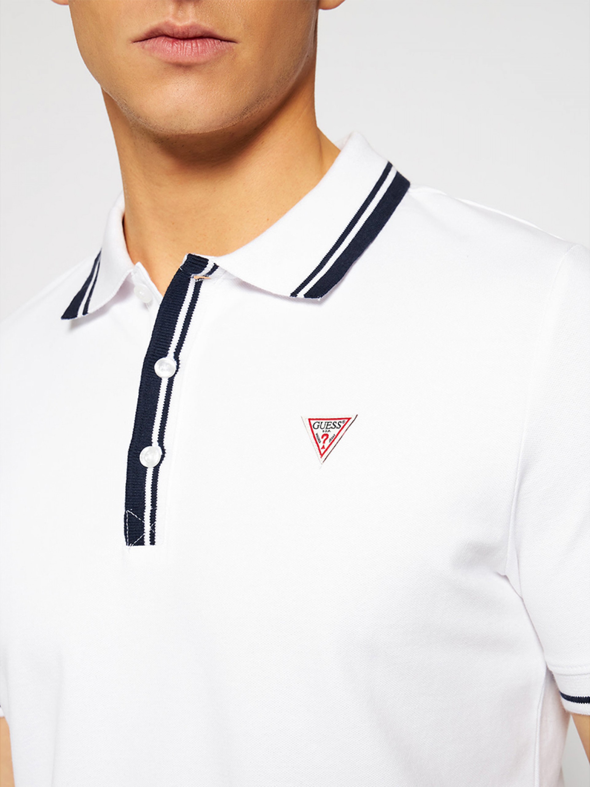 Polo Hombre Blanco Guess