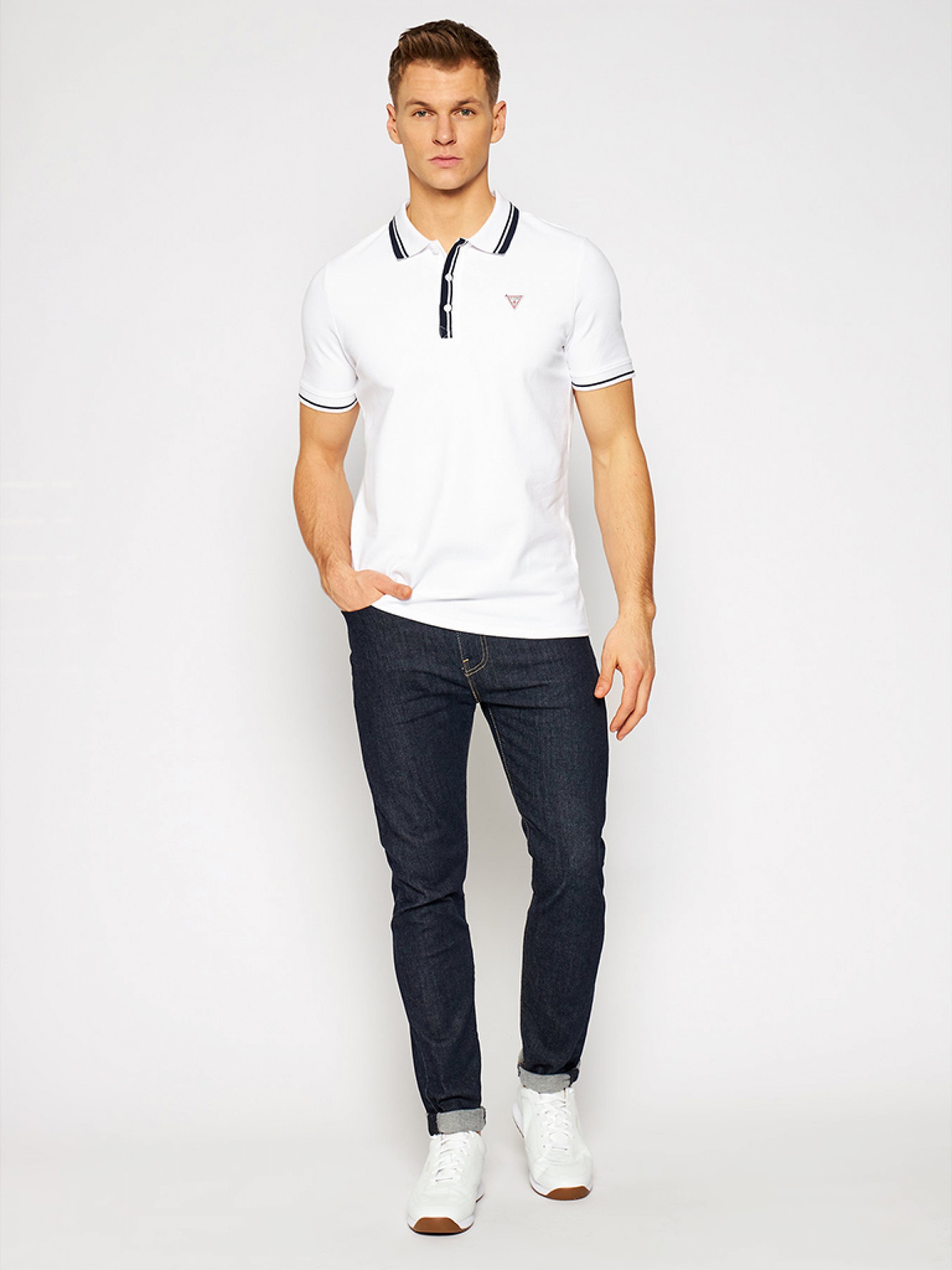 Polo Hombre Blanco Guess