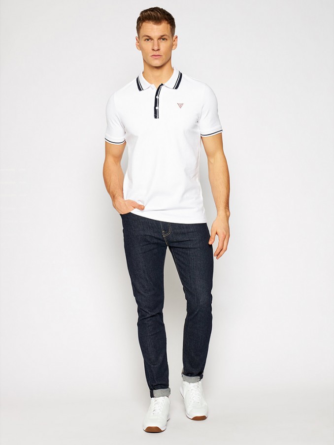 Polo Hombre Blanco Guess