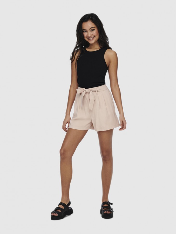 Pantalones Cortos Mujer Beige Only