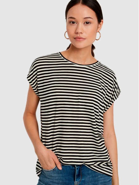 T-Shirt Woman Black Stripe Vero Moda