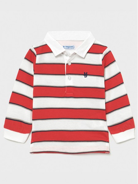 Polo Shirt Baby Boy Red Stripe Mayoral