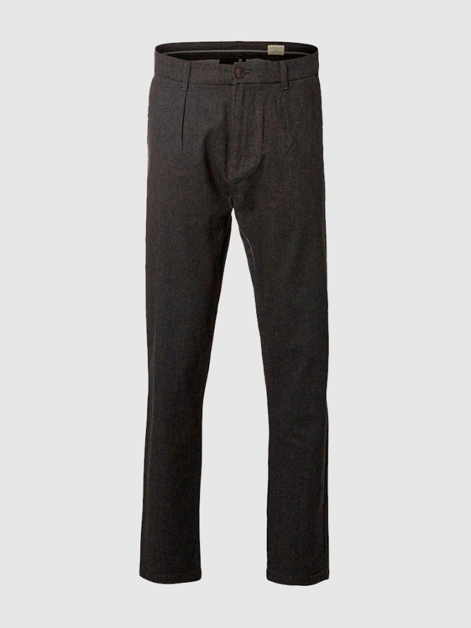 Pantalones Hombre Gris Oscuro Selected