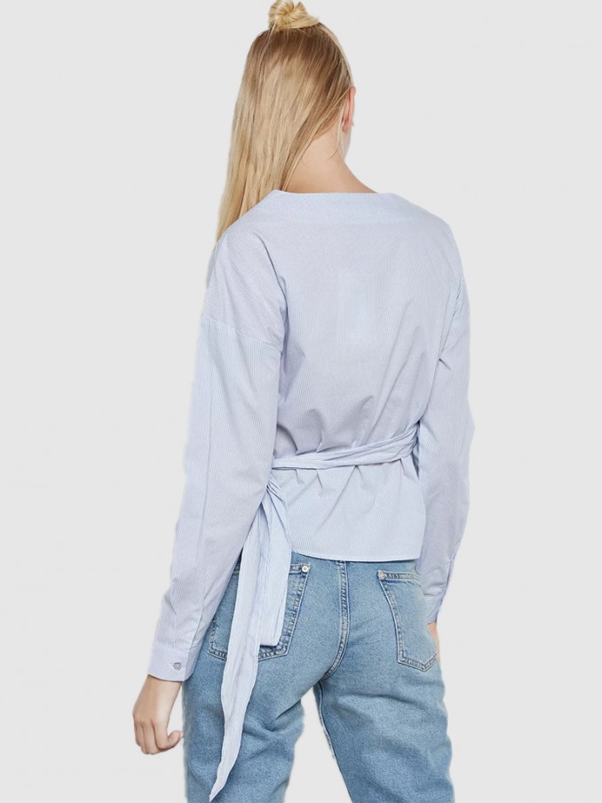 Blusa Mujer Raya Azul Only