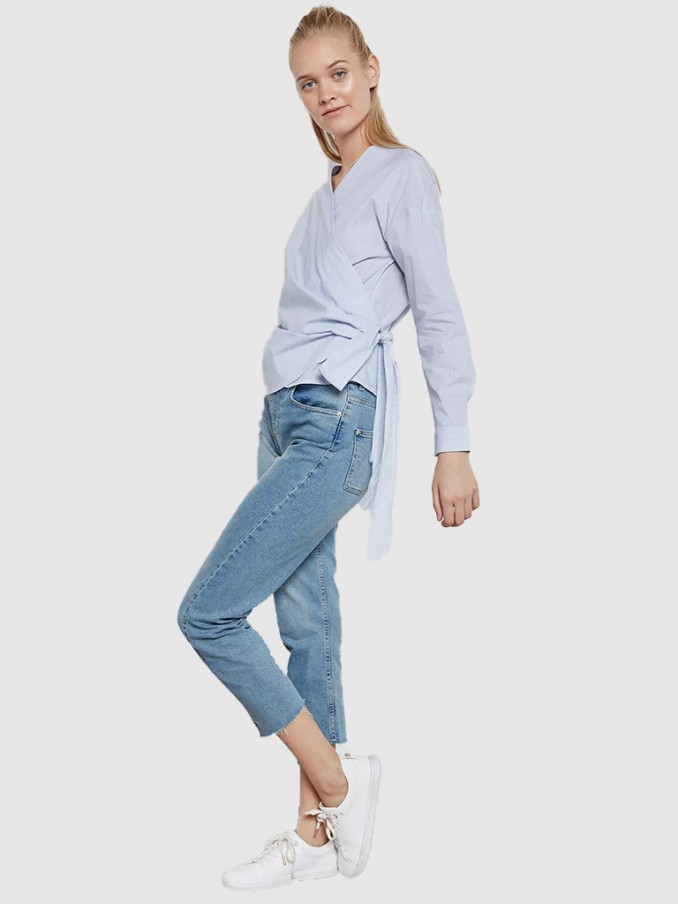 Blusa Mujer Raya Azul Only