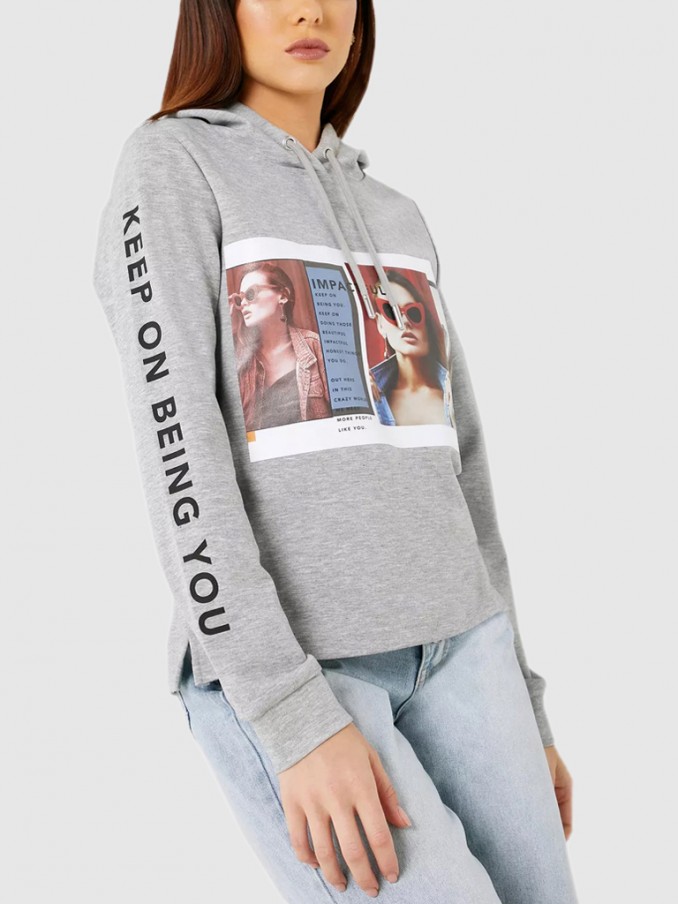 Sweatshirt Mujer Gris Only