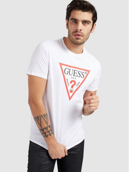 Camiseta Hombre Crema Guess