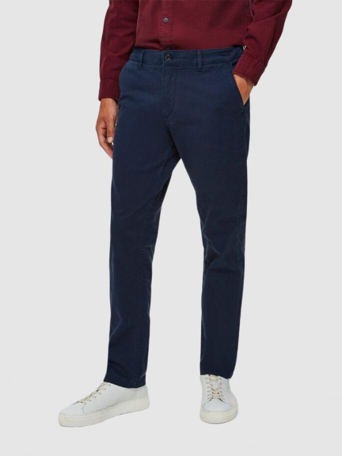 Pantalones Hombre Azul Marino Selected