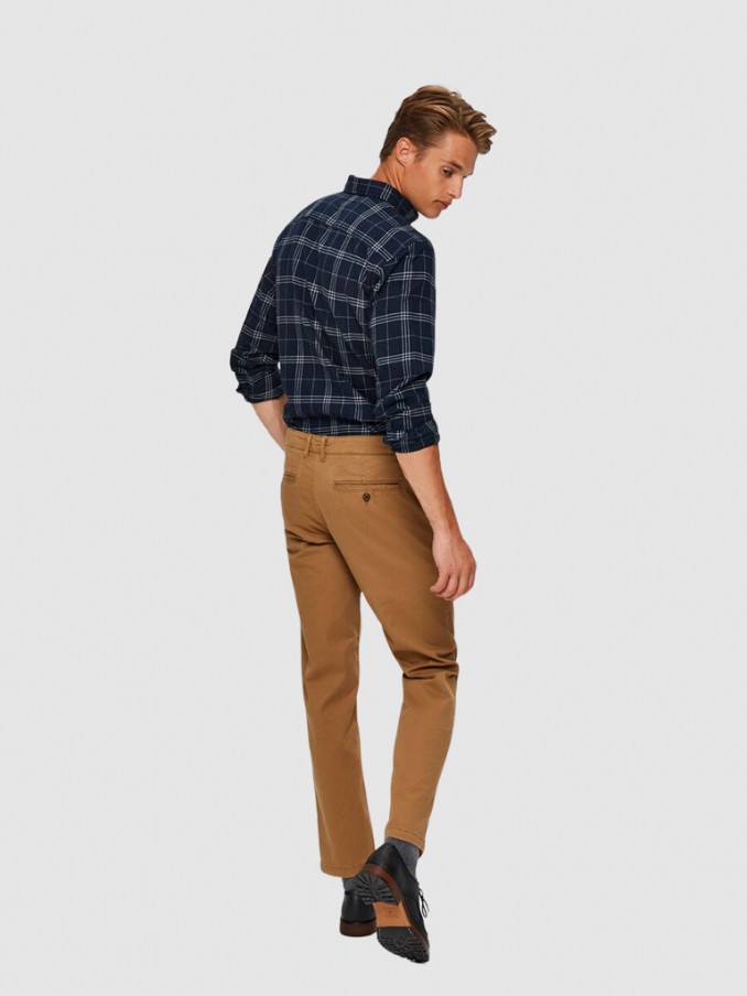Pantalones Hombre Camello Selected