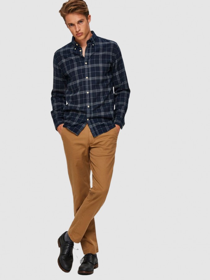 Pantalones Hombre Camello Selected