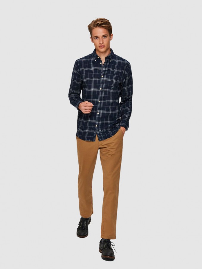 Pantalones Hombre Camello Selected