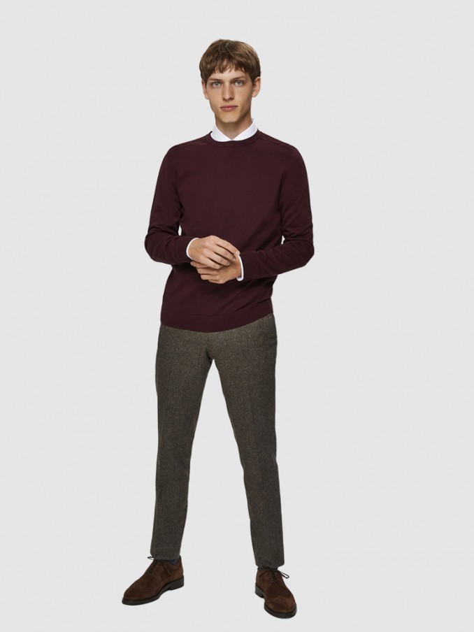 Prendas de Punto Hombre Burdeos Selected