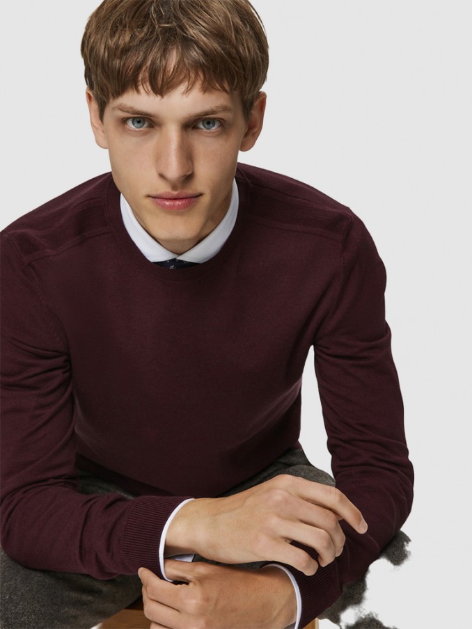Prendas de Punto Hombre Burdeos Selected