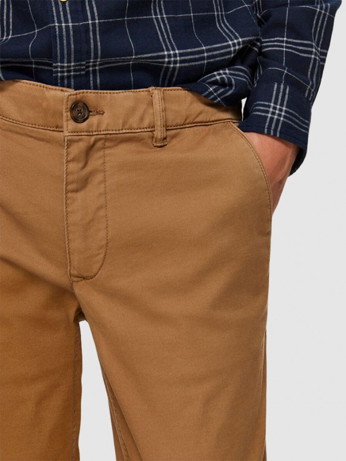 Pantalones Hombre Camello Selected