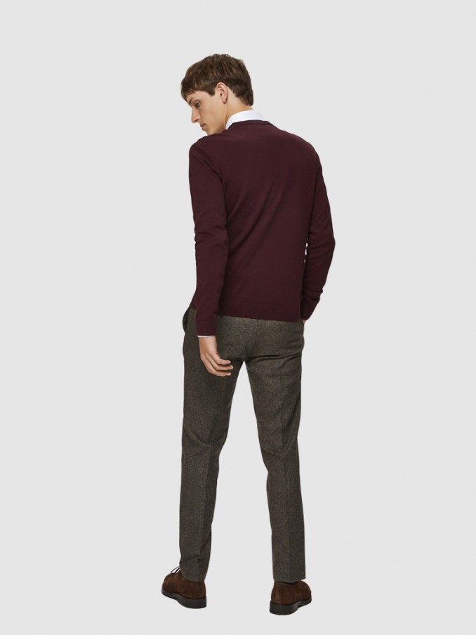 Prendas de Punto Hombre Burdeos Selected
