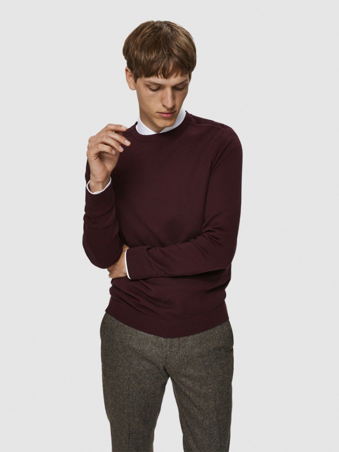 Prendas de Punto Hombre Burdeos Selected