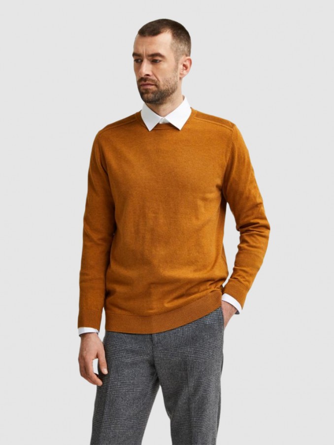 Prendas de Punto Hombre Camello Selected