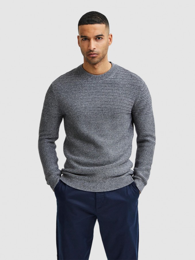 Prendas de Punto Hombre Gris Selected