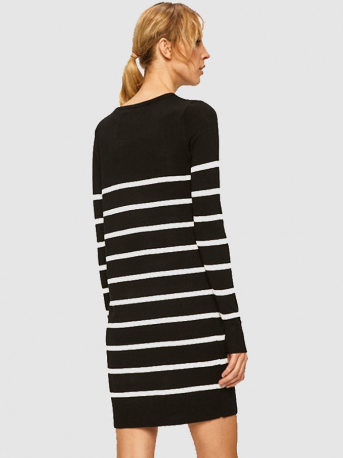 Vestido Mujer Negro Con Blanco Vero Moda