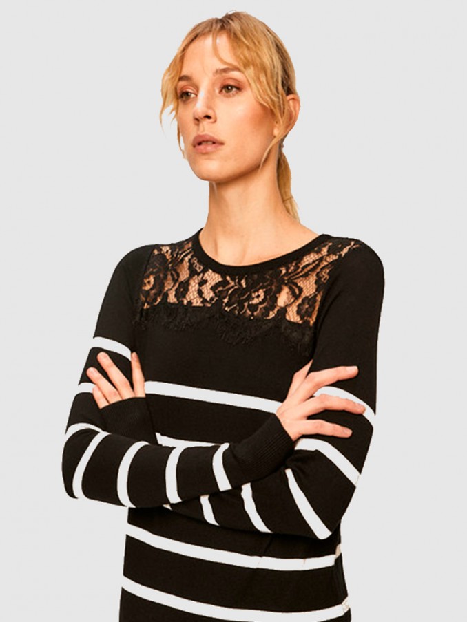 Vestido Mujer Negro Con Blanco Vero Moda