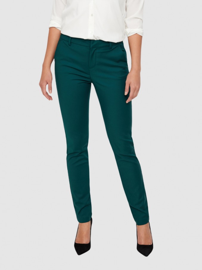 Vero Moda Mujer Pantalones de verano con 2 bolsillos y estampado verde