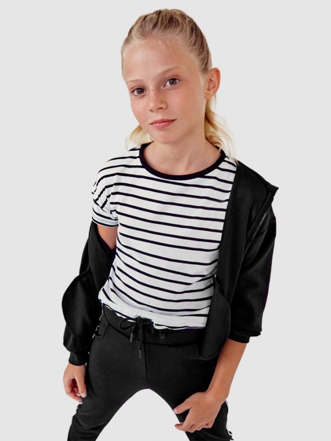 T-Shirt Girl Black Stripe Mayoral