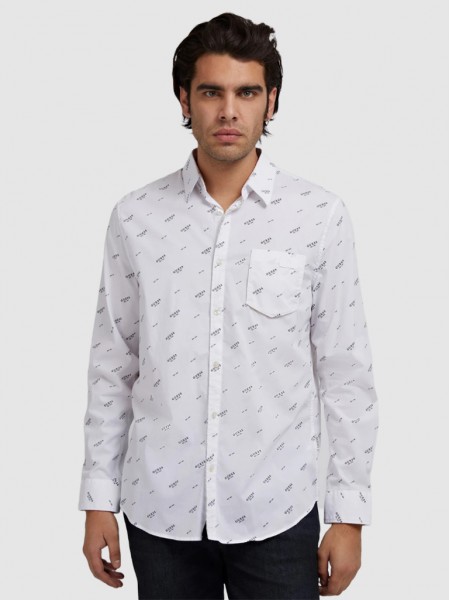 Camisa Hombre Blanco Guess