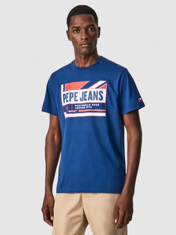 T-Shirt Man Dark Blue Pepe - Pm508223 | - Jeans Mellmak PM508223.68 London
