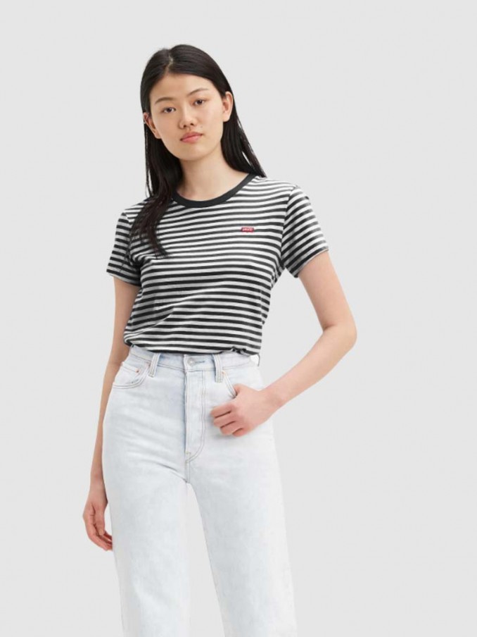 T-Shirt Woman Black Stripe Levis