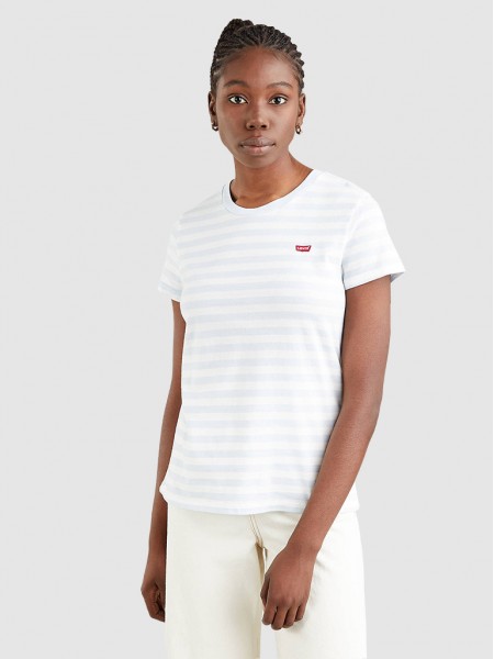 T-Shirt Woman White Stripe Levis