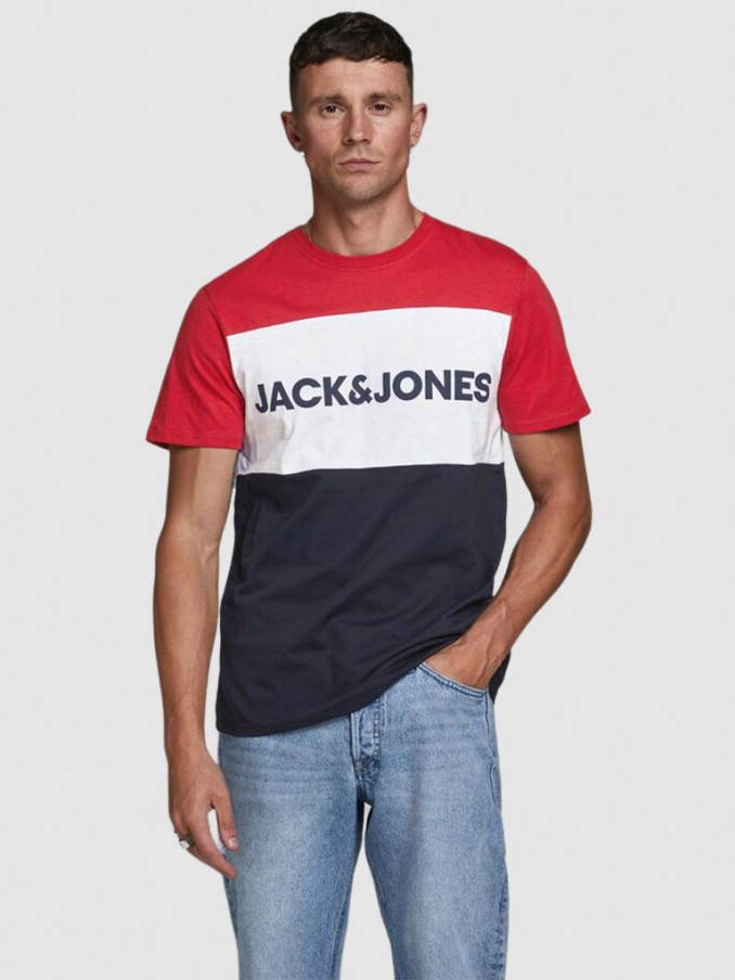 T-Shirt Homem Logo Blocking Jack Jones