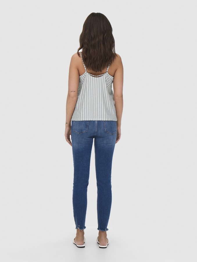 Blusa Mujer Raya Azul Only