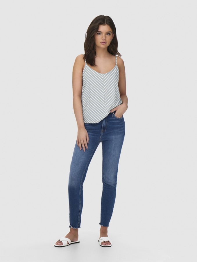 Blusa Mujer Raya Azul Only