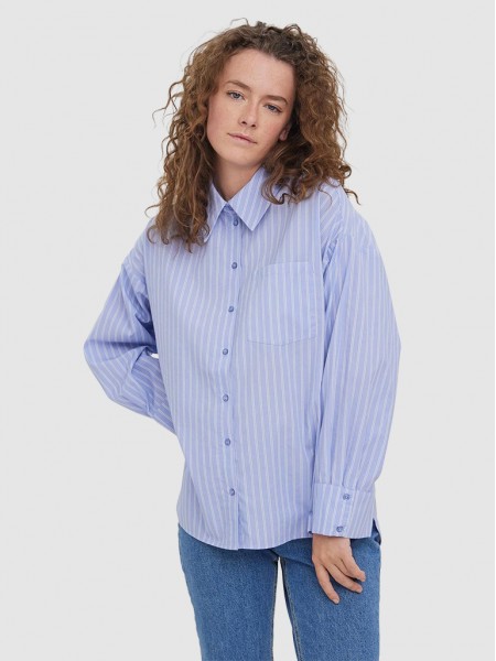 Shirt Woman Blue Stripe Vero Moda