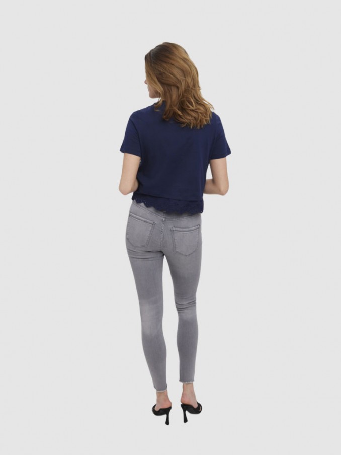 Camiseta Mujer Azul Marino Vero Moda