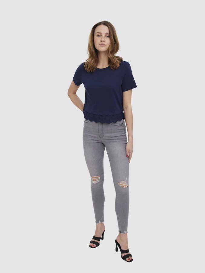 Camiseta Mujer Azul Marino Vero Moda