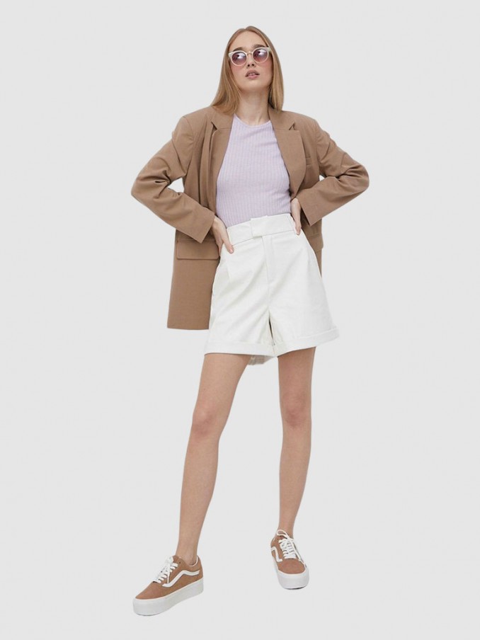 Pantalones Cortos Mujer Crema Only