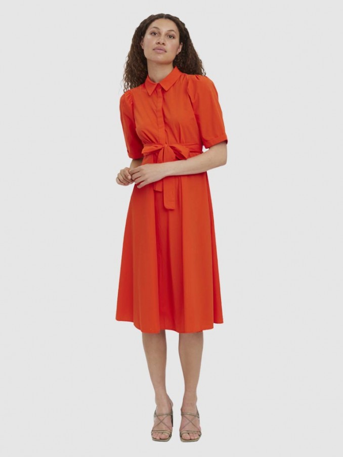 Vestido Mujer Naranja Vero Moda