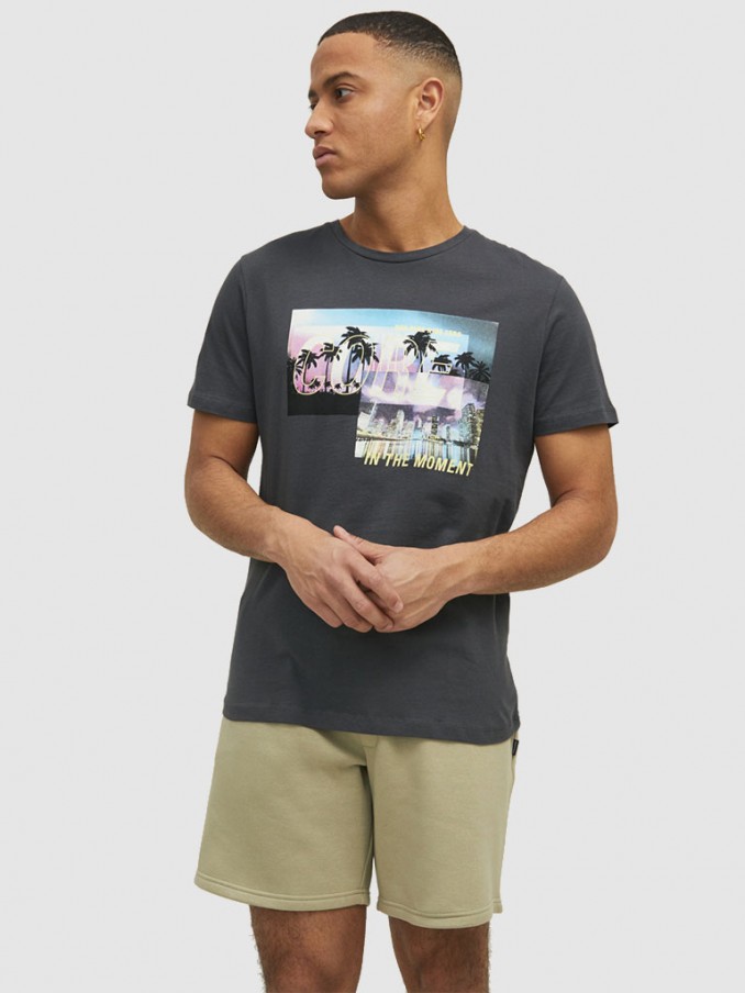 Camiseta Hombre Gris Oscuro Jack & Jones