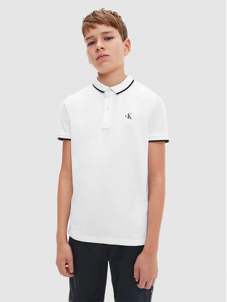 Polo Shirt Boy White Calvin Klein