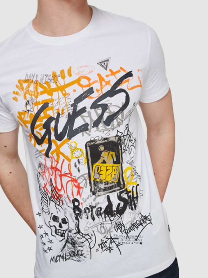 Camiseta Hombre Blanco Guess