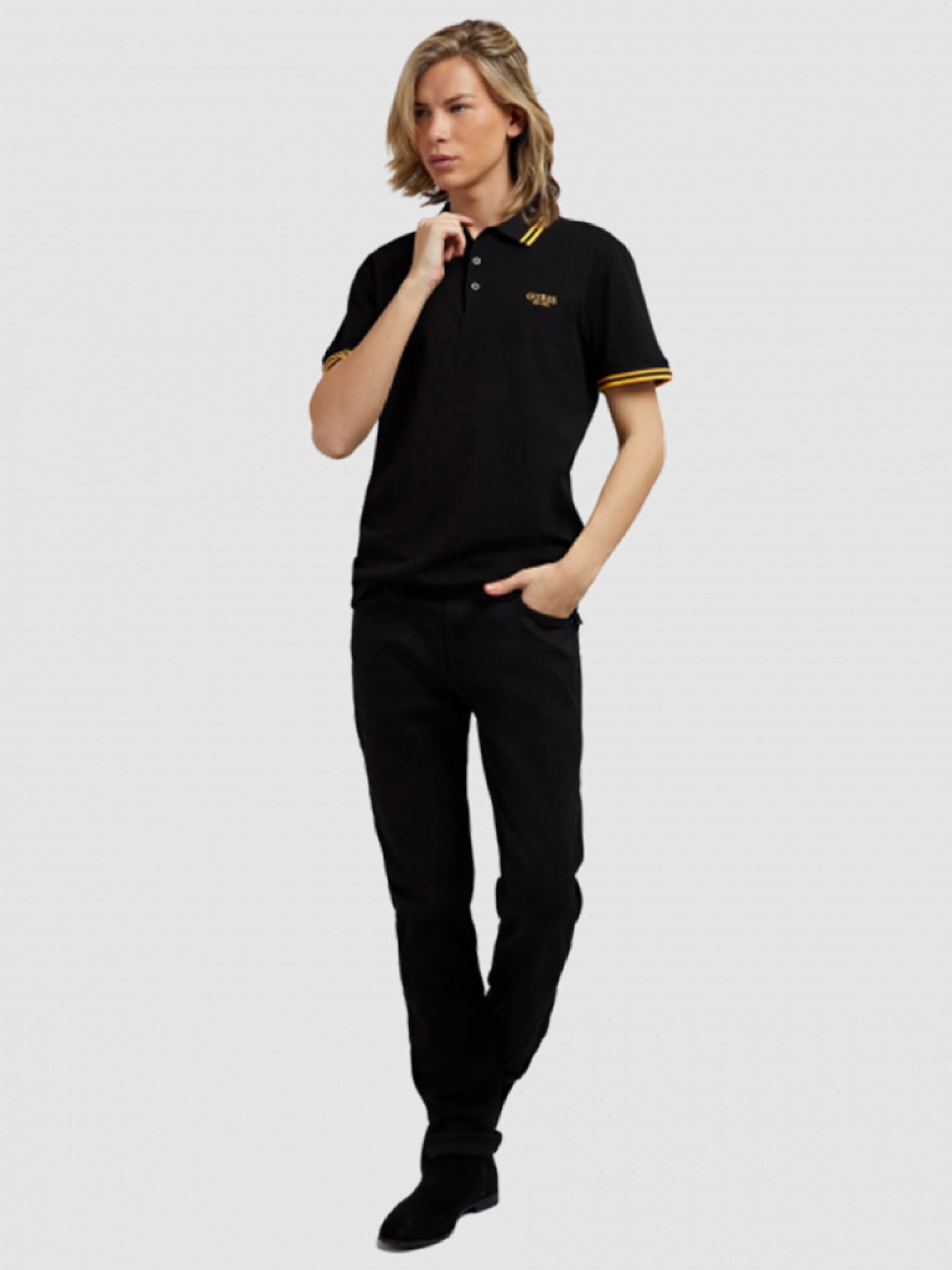 Polo Hombre Negro Guess