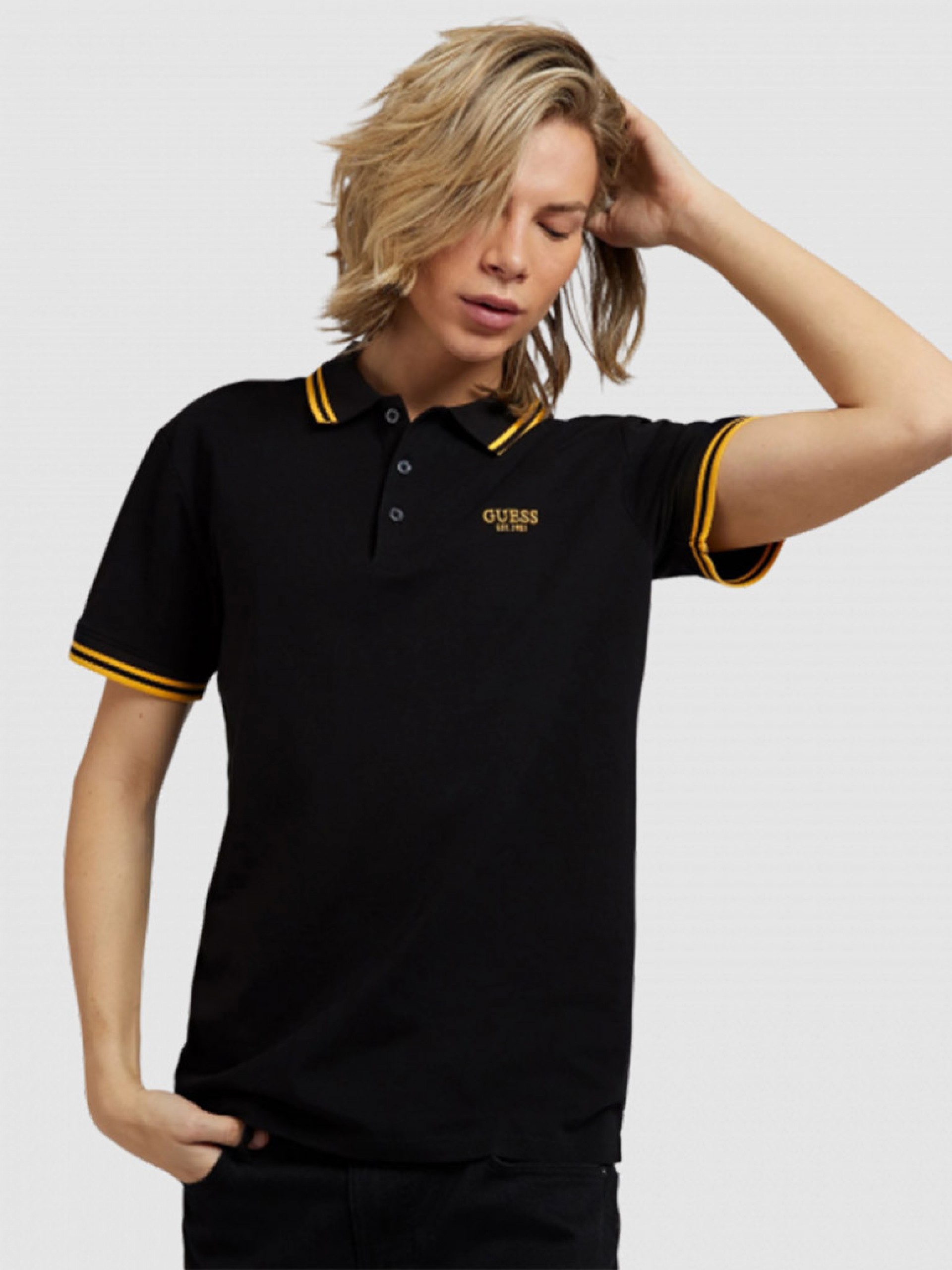 Polo Hombre Negro Guess