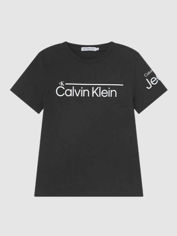 T-Shirt Menino Institutiona Lined Calvin Klein