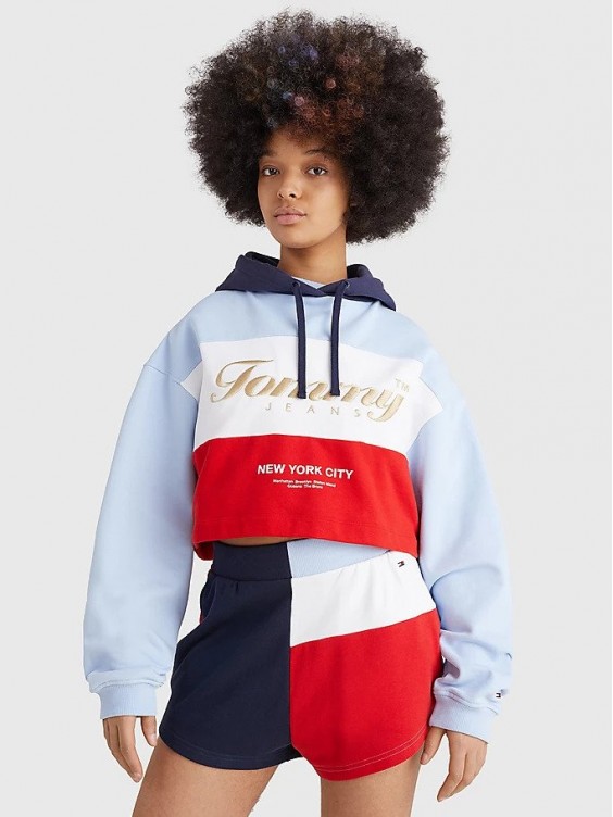 Tommy jeans multicolor on sale logo hoodie sweatshirt